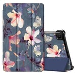 FINTIE Coque Compatible avec Samsung Galaxy Tab A7 Lite 2021 8,7 Pouces - Étui Rigide Housse Fin et Léger Cover Rabat Pliable Pochette pour SM-T225 / T220 / T227, Fleur Hibiscus