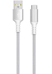 Stoffkledd USB C kabel 3m USB-A til USB-C Clas Ohlson