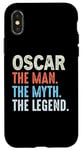Coque pour iPhone X/XS Oscar The Legend Name Personnalisé Cute Idea Homme Vintage