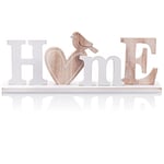 com-four® présentoir décoratif en Bois - Lettrage Home avec Coeur et Oiseau - Lettrage décoratif à Poser - présentoir décoratif pour Le Printemps et l'été (1 pièce - Home - Blanc/Marron)