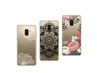 NOVAGO Compatibles avec Samsung Galaxy A8 2018 (5.6 Pouces) Pack de 3 Coque Souples Résistantes Anti Choc avec Impression de Qualité (Multicolore 1)