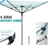 Rotary Airer 4 Arm Clothes Garden Washing Line Dryer 50M Folding Free Spike