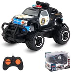 Pup Go Voiture de Police Télécommandée pour Enfants, Solide, Rapide et Sensible pour Garçons de 3 4 5 6 Ans, Jouet pour Tout-Petit, Petite Voiture de Course, Meilleur Cadeau pour Anniversaire(Noir)