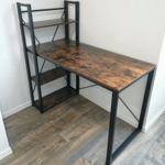 Rustic Computer Desk Wood Writing Table Home Office Workstation Study Book Shelf