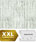 Papier peint aspect bois EDEM 81108BR00 papier peint gaufré à chaud avec dos intissé légèrement texturé au style shabby chic mat blanc gris anthracite 10,65 m2