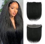 16INCHES 13X4 WIDER LACE FRONTAL BRAZILIAN VIRGIN HUMAN HAIR KINKY STRAIGHTS 90g