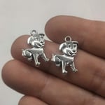 WANM 10 Pcs 24X25Mm Tibetan Silver Plated Dogs Charms Pendants For Jewelry Making Bracelet Diy Accessories Handmade Crafts Findings