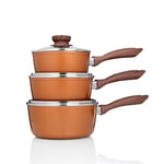 Copper Stone Pans: Saucepans - 6 Piece pan Sets in The Amazing Copper Stone Range of Non-Stick cookware