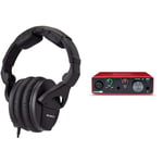 Sennheiser HD 280 PRO Closed-Back Around-Ear Collapsible Professional Studio Monitoring Headphones & 3m Coiled Cable & Focusrite Scarlett Solo 3rd Gen USB Audio Interface, The Guitarist, Vocalist