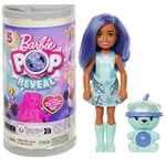 Barbie Chelsea Pop Reveal Bubble Tea Series Doll with Tea Can-Inspired Package & 5 Surprises Including Scented Small Doll & Pop-It Pet (Styles May Vary), HRK63