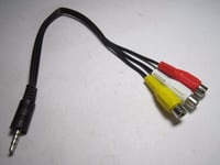 3.5MM 3.5 JACK TO 3 RCA FEMALE SHORT AV CABLE Lead Cord NEW TO CONNECT AV TO R C