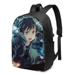 Lawenp Anime Sword Art Online Laptop Backpack- with USB Charging Port/Stylish Casual Waterproof Backpacks Fits Most 17/15.6 Inch Laptops and Tablets/for Work Travel School