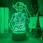 Lasten makuuhuoneen anime One Piece Luffy Nightlight Bordslampa 3d Led