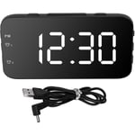 Jeffergarden - Réveil numérique led, horloge de bureau Portable avec Snooze, pour chambre à coucher, maison, voyage, blanc