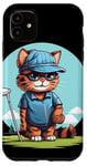 Coque pour iPhone 11 Sport de golf amusant avec ce costume de chat amusant