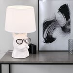 Lampe de Table Luminaire de Salon Lecture Design Chien Lunettes Tissu Céramique