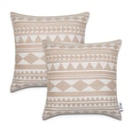 Paco Home Housse De Coussin Housse De Coussin Décoratif Lot De 2 Canapé Salon Feuilles Scandinave, Couleur:Beige 3, Sets:2pcs-Set