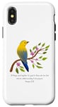 Coque pour iPhone X/XS Romans 8:28 All Things Verse de la Bible avec motif fleur et oiseau