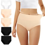 FALARY Culotte Femme Taille Haute Coton Lot de 5 Noir Nude Blanc L