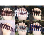 24pcs Fashion False Nails Acrylic Gel Full French Fake Ar Y25