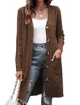 Aottori Gilet Long Femme Cardigan Manteau Veste Femme Chic et Elegant Automne Hiver Vêtements A-Marron S