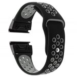 Garmin Fenix 5X 26mm tvåfärgat klockband av silikon - Svart / Gr Silvergrå