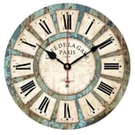 Radio Controlled European Vintage Round Wooden Wall Clock 30Cm Indroom Quartz Multicolor Silent Wall Clock Environmentally Friendly Wall Clocks