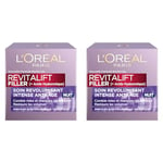 L'Oréal Paris - Soin Nuit Revolumisant Anti-Rides/Âge & Volume Crème Hydratante - Concentré en Acide Hyaluronique - Pour une Peau Repulpée - Tous Types de Peaux - Revitalift Filler - 50 ml (Lot de 2)