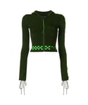 Puma x Rihanna Fenty Zip Up Green Womens Laced Sleeve Sweaters 577245 02 Nylon - Size UK 6