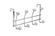 Croydex Jewel Over Door 8 Hook - Durable Chrome Plated Steel and Acrylic Resin, Easy Install Coat Hooks for Door, Stylish Door Hanger, Multi-Functional Door Hook, 5 Year Rust Free, 8kg Max Load