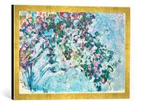 Kunst für Alle 'Image encadrée de Claude Monet Les Roses Rosier (Le), d'art dans Le Cadre de Haute qualité Photos Fait Main, 60 x 40 cm, Or Raya