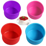 Silicone Cake Moulds, 4Pcs Tins Round Cake Pan Set of 4" 6" Non-Stick Baking Molds Bakeware Tray for Birthday Party Wedding Anniversary（Blue/red/Purple/Pink）