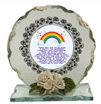 Memorial  look for me in Rainbows Poem Cut Glass Plaque