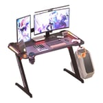 Bureau Gaming LED 140cm Bureau Gamer RGB pour Ordinateur Table Gaming pour PC Informatique Salon Chambre Lumière Ambiance - Noir