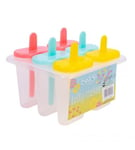 Plastic Ice Lolly Maker Re-usable 6 Pack Purple Yellow Blue NEW