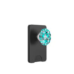 Motif Formes Géométriques Bleu Aqua Noir Fond Blanc PopSockets PopWallet pour MagSafe