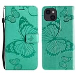 Trolsk Imprint Big Butterfly Wallet (iPhone 14) - Vihreä