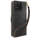 Avizar Folio case for Asus Zenfone 11 Ultra 5G Brushed Effect Wallet, Black