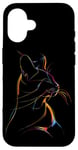 iPhone 16 Vibrant Cat Silhouette Line Drawing Beauty Case