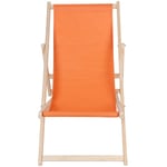 Melko - chaise de plage pliante chaise de jardin en bois chaise longue relax chaise de balcon orange