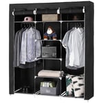 Armoire en tissu non-tissé Haloyo Rangement pour vêtements,avec tringle, housse en tissu,175 x 45 x 150 cm,noir