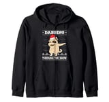 Dab Through The Snow Pug Ugly Christmas Sweater Dog Dance Zip Hoodie