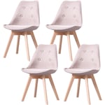 Hobag - Lot de Quatre chaises scandinaves en tissu five Taupe - pieds bois