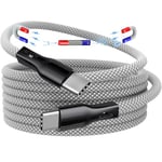 Magtame USB C Cable, Magnetic Type C Charging Cable 60W(3A), USB C to USB C Cable, 1.5M Type C Fast Charging Cord Nylon Braided Compatible for iPhone MacBook Samsung Galaxy(Silver)