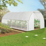 Serre tunnel de jardin 18M² blanche relevable avec moustiquaire - Blanc
