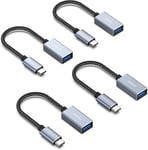 Adaptateur USB C vers USB 3.0, 5Gbps OTG Type-C Mâle vers USB A Femelle [Nylon Tressé Aluminium], Compatible avec iPhone 16/15 Plus Pro Max MacBook Pro Air iPad Pro Air Galaxy S23 S22, Lot d.[V510]