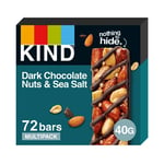 KIND Bars, Gluten Free Snack Bars, Dark Chocolate Nuts & Sea Salt, High Fibre, Healthy Snack, No Artificial Colours, Flavours or Preservatives, Multipack 72 x 40g