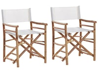 Lot de 2 chaises de jardin bois clair et blanc cassé MOLISE