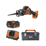 Pack AEG 18V - Scie sabre Subcompact Brushless 23 mm - Batterie 4.0 Ah - Chargeur - Caisse de rangement