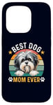 Coque pour iPhone 15 Pro Meilleure mère de chien Lowchen de tous les temps, propriétaire et amante de chiens amusants et rétro